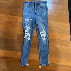 American Eagle Outfitters Ripped NE(X)T Level Stretch Light Blue Denim